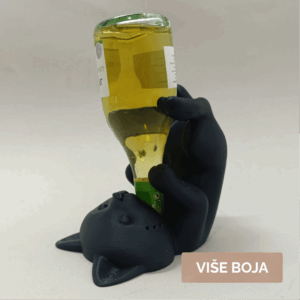 Držač za flašu vina u obliku crne 3D štampane mačke od PLA materijala